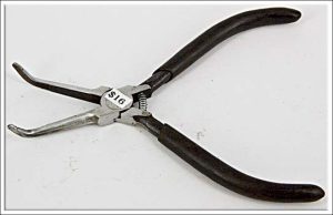 Jeweler's Curved Tip Pliers With Spring, 5" Long, Maker Only Partial Readable But Good Quality.