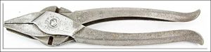 Early Plier 1890 Patent Maker Worn off, 8" Long With Side Cutters.