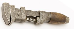Vintage 6 1/2" Timber Infill Wrench, Maker Is Worn.