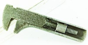 Vintage Wrench, Mini 3 1/2", Pitting, Maker Worn, A Bit Rough.