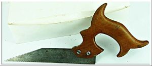 Fabulous Small Stair Saw, Owners Name On Blade, Unreal Handle, 7".