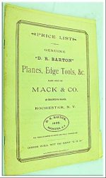 D R Barton & Co 1894 Price List Planes, Edge Tools And More, 2 Pages.