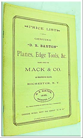 D R Barton & Co 1894 Price List Planes, Edge Tools And More, 2 Pages.