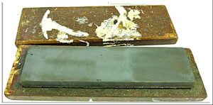 Nice Early Combination Sharpening Stone In Wood Box, 8 X 2 X 1".