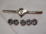 Dealt UNC die set with handle, NOS, 6-32,8-32,10-32,10-24 & 1/4"