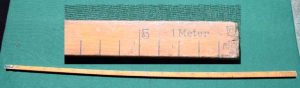 Metric 1 Meter Long Boxwood Rule, Brass On One End Only, Other End Missing, Has Maker But Not Complete, Bowed.