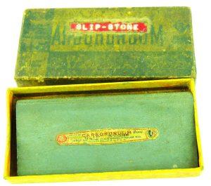 Carborundom Slip Stone In The Box With Original Decal, 4 1/2" Long, 180 Grade
