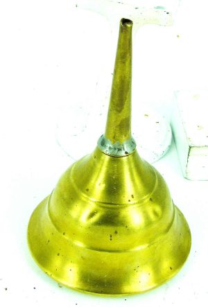 Solid Brass Oil Can, 3 1/4" Round, 5 1/2" High, No Cap.