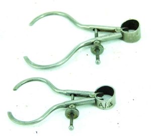 Starrett Pair Tube Calipers, Owners Marks, 3 1/2 & 3".