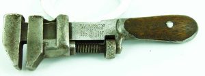 Russwin Antique Timber Infill Handle Wrench, 6 1/2", Patent 1900, 1901.