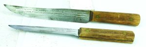 Ontario Knife Co Usa Pair Knives With Old Hickory Handles, 8 & 6" Blades, Nice Engravings.