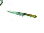 Vintage Knife, 5 1/4" Edge, Maker Worn, Brass Rivets.