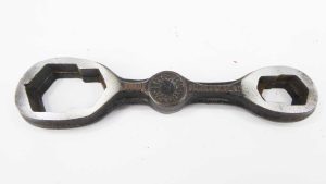 Vintage wrench, 6" long marked fits-all 1/4 - 1", patent pending, most of original finish