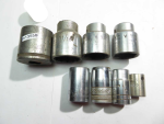 Assorted 1/2" drive sockets, new Britain 1 1/8, wright 1 1/16,mAC 1, 15/16 craftsman 11/16, S-K 5/8, proto 9/16"