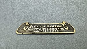 Brass Name Plate Sartorius Company Ornamental Iron & Bronze Mfrs San Fransisco 120 X 25mm